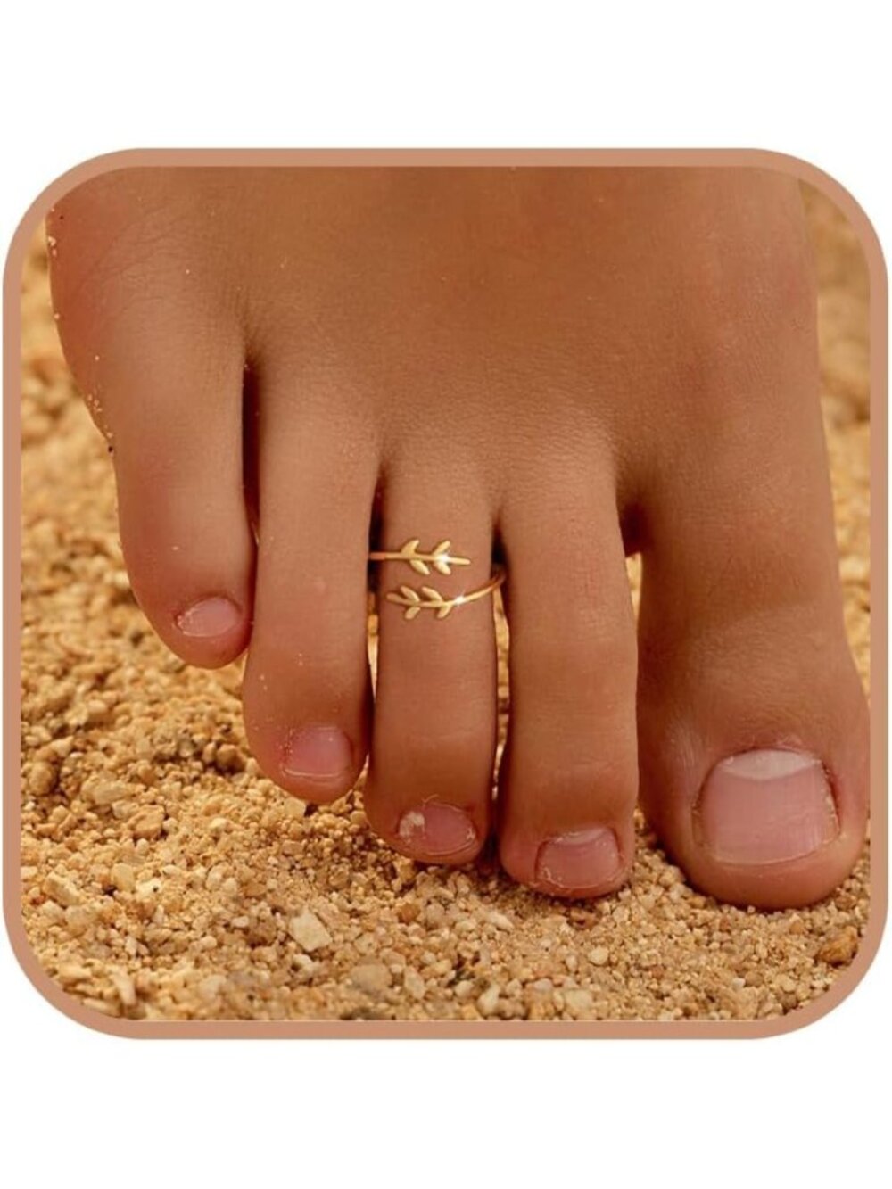 Dainty 925 Sterling Silver Leaf Toe Ring - Adjustable Gold Plated Summer Jewelry